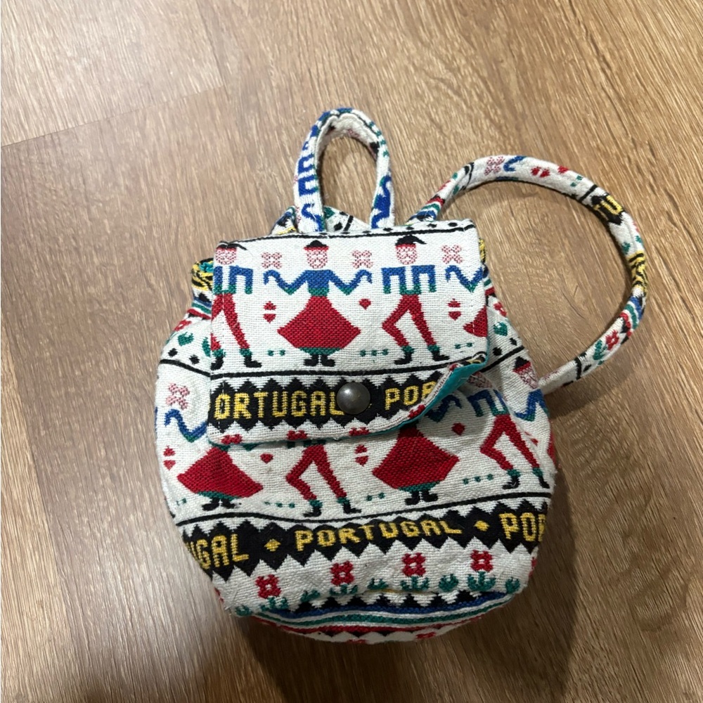 Portugal Folk Embroidered Drawstring Bag - Multicolor